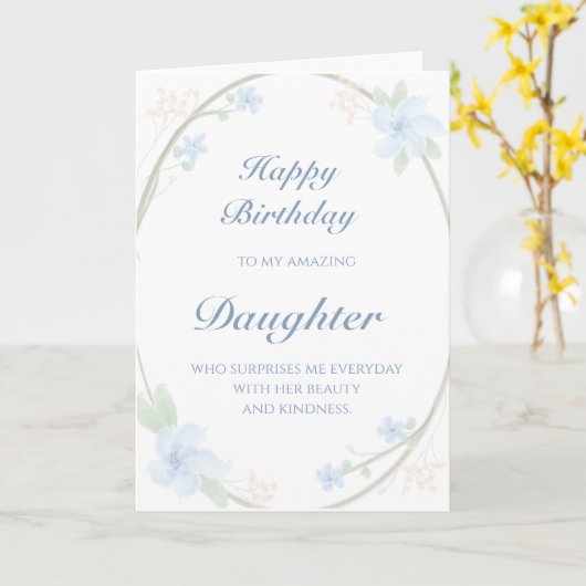 Carte Fille de fleurs bleues fils anniversaire (Fleur jaune)