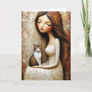 Carte Fille de l'Art Moderne Chat Portrait Abstrait Cart