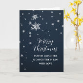 Carte Fille de neige et fille en droit Joyeux Noël (Fleur jaune)