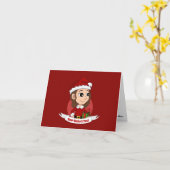 Carte Fille de Noël avec des cheveux ondulés marron (Fleur jaune)