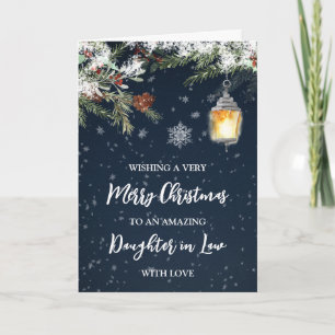 Carte Fille de nuit neige en hiver en droit Joyeux Noël