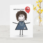 Carte Fille de stick figure pour 65e anniversaire avec b (Fleur jaune)