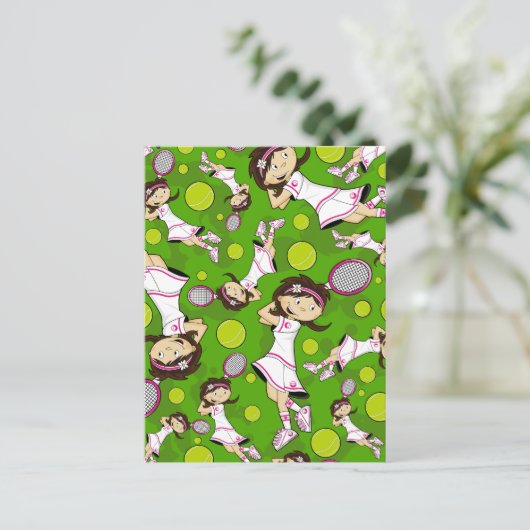 Carte fille de tennis mignonne (Debout devant)