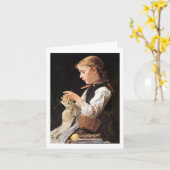 Carte Fille de tricot de Strickendes Mädchen (Fleur jaune)