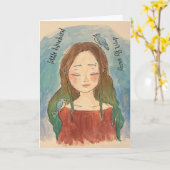 Carte Fille des Merles Bleus N'envole Pas (Fleur jaune)