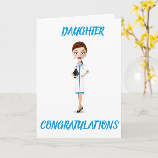 CARTE ***FILLE*** DEVIENT MÉDECIN SI FIÈRE (Fleur jaune)