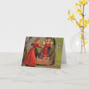 Carte Fille d'Halloween reflet de miroir vintage