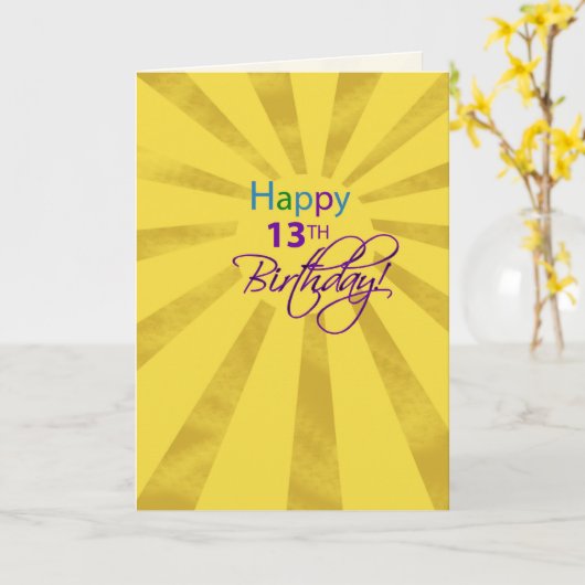 Carte Fille du 13e anniversaire (Fleur jaune)