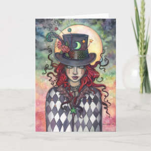 Carte Fille du Chapelier Fou Fantastique Mystérieux Art