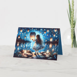 Carte Fille du lac à la lanterne éclairée par la lune