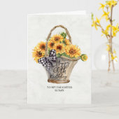 Carte Fille du panier de tournesol 60e anniversaire (Fleur jaune)