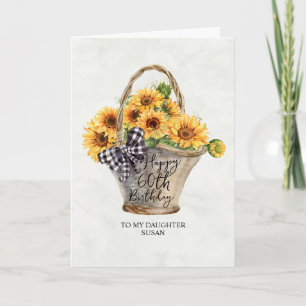 Carte Fille du panier de tournesol 60e anniversaire