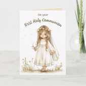 Carte Fille Editable Avec Bougie Première Sainte Communi (Devant)