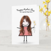 Carte Fille en bâtonnets Fête des mères pour belle-mère  (Fleur jaune)