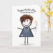 Carte Fille en bâtonnets Fête des mères pour belle-mère  (Fleur jaune)