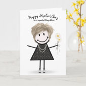 Carte Fille en bâtonnets pour la fête des mères de la be (Fleur jaune)