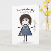 Carte Fille en bâtonnets pour la fête des mères de la be (Fleur jaune)