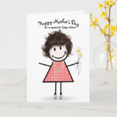 Carte Fille en bâtonnets pour la fête des mères de la be (Fleur jaune)