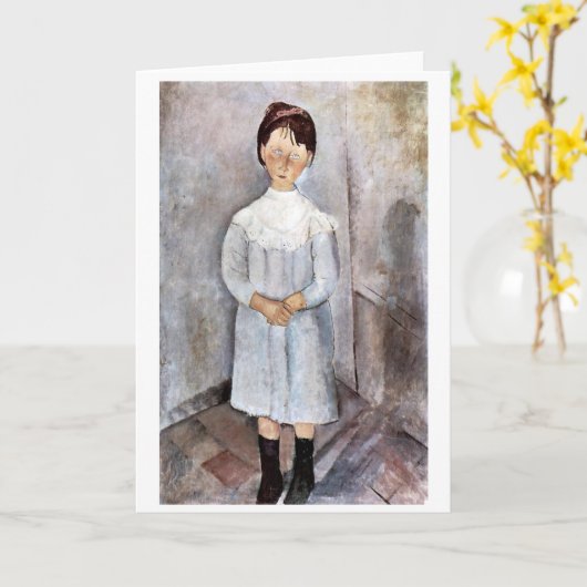 Carte Fille en bleu, Modigliani (Fleur jaune)