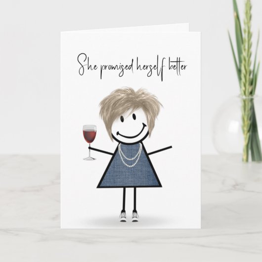 Carte Fille en bonhomme allumette d'anniversaire avec ba (Devant)