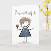 Carte Fille en bonhomme allumette d'anniversaire avec ba (Fleur jaune)