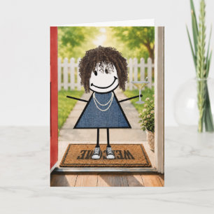 Carte Fille en bonhomme allumette d'anniversaire avec Ma