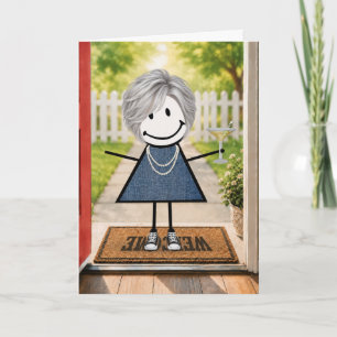 Carte Fille en bonhomme allumette d'anniversaire avec ma