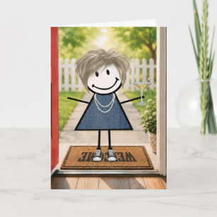 Carte Fille en bonhomme allumette d'anniversaire avec Ma