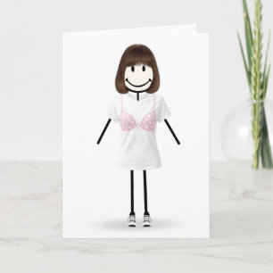 Carte Fille en bonhomme allumette survivante du cancer d