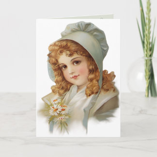 Carte Fille en Bonnet Vert