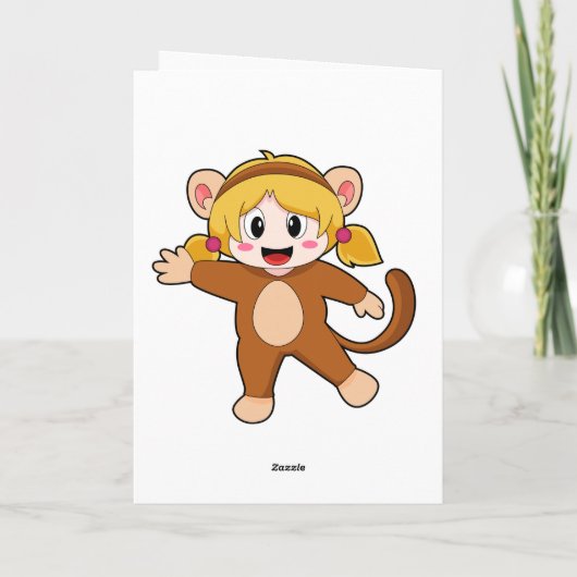 Carte Fille en costume comme singe (Dos)