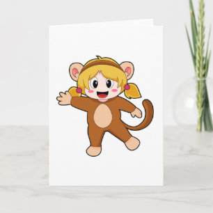 Carte Fille en costume de singe