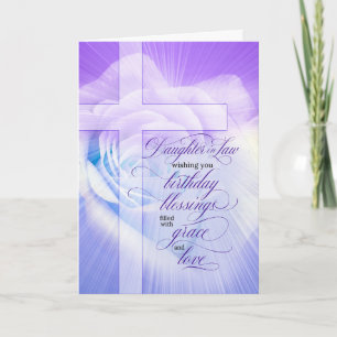 Carte Fille en droit Anniversaire chrétien Rose pourpre