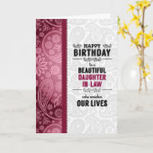 Carte Fille en droit Anniversaire Coeurs roses et Paisle (Fleur jaune)