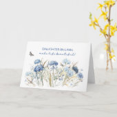 Carte Fille en droit Anniversaire Dusty Blue Fleurs sauv (Fleur jaune)