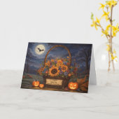 Carte Fille en droit Mari Halloween mignonne (Fleur jaune)