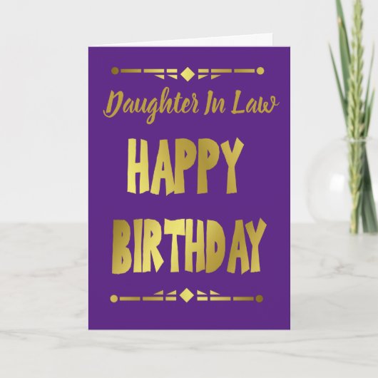 Carte Fille en droit Moderne violet or Joyeux anniversai (Devant)