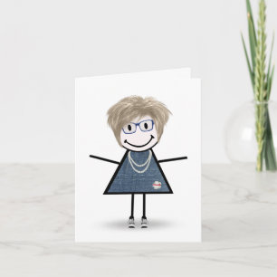 Carte Fille en forme de bâton en baskets pensant à vous