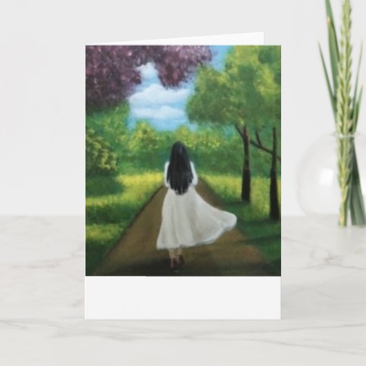 Carte Fille en robe blanche (Devant)