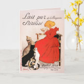 Carte Fille en Robe Rouge Boire Lait Steinlen Poster (Fleur jaune)