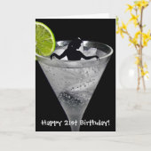 Carte fille en verre à cocktail pour 21e anniversaire (Fleur jaune)