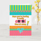 Carte Fille enfants au camp Vraiment Cool lunettes de so (Fleur jaune)