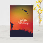 Carte Fille et cerf-volant (Fleur jaune)