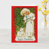 Carte Fille Et Chat Contre Holly (Fleur jaune)