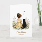 Carte Fille et chat noir (Devant)