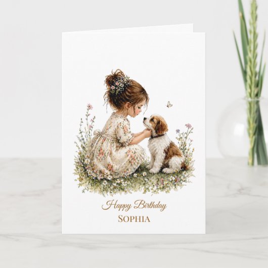 Carte Fille et chiot (Devant)