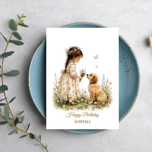 Carte Fille et chiot