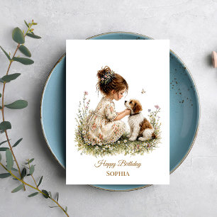 Carte Fille et chiot