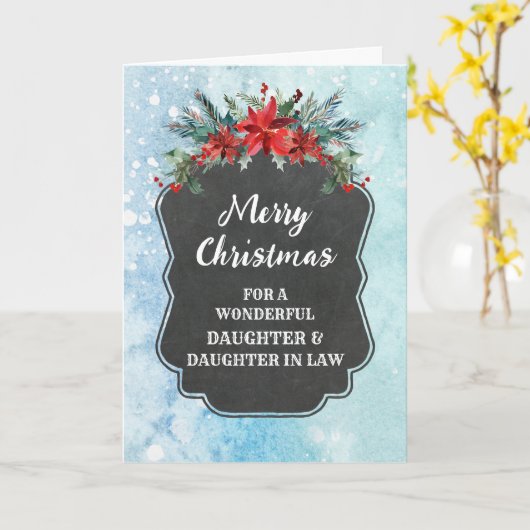 Carte Fille et fille rustique en droit Noël (Fleur jaune)