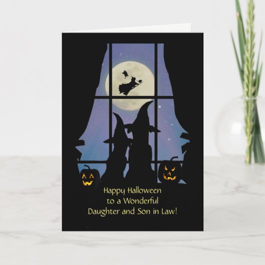 Carte Fille et fils en droit Chiens mignons d'Halloween (Devant)